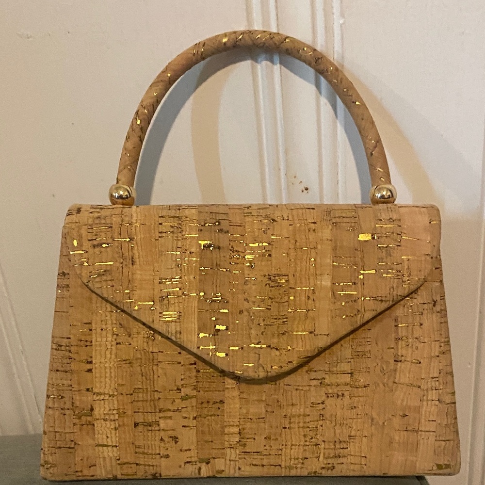 Elegant Tan Handbag with Gold Accents